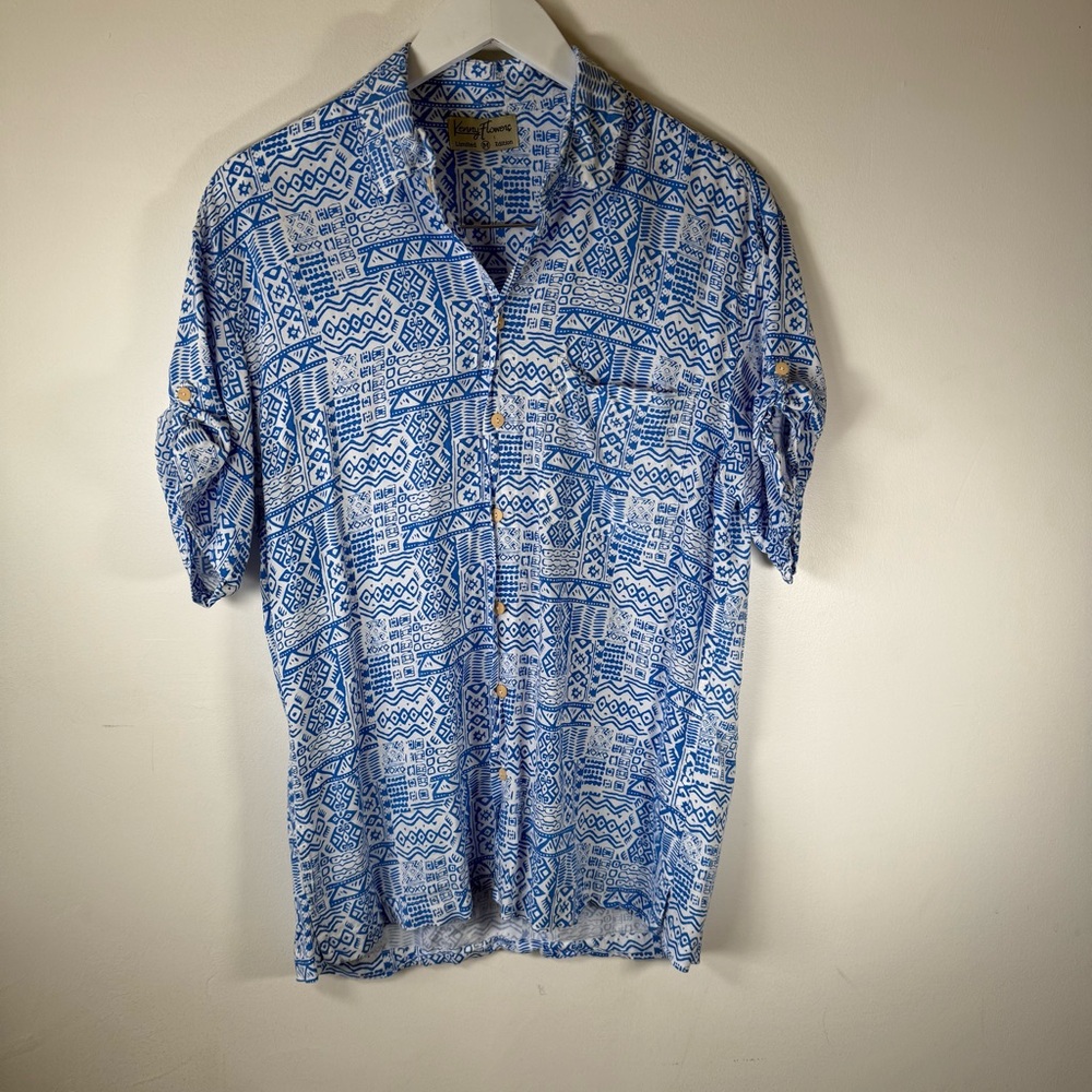 Kenny Flowers Limited Edition Women’s Blue White Rayon Shirt Size Medium